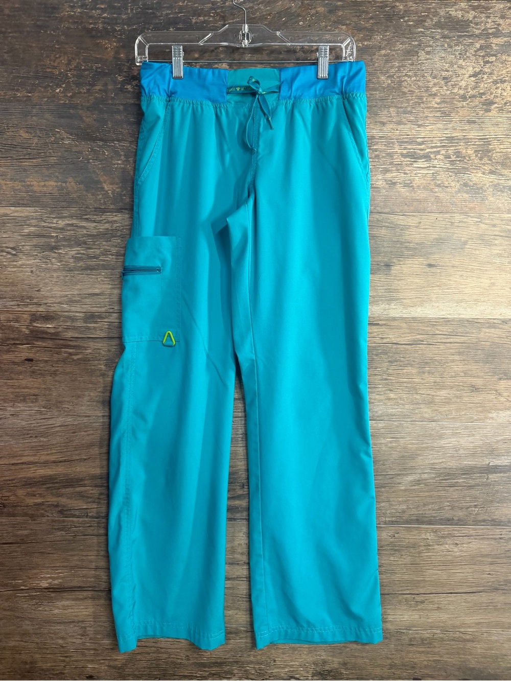 Med Couture Teal Drawstring Cargo Scrub Pants